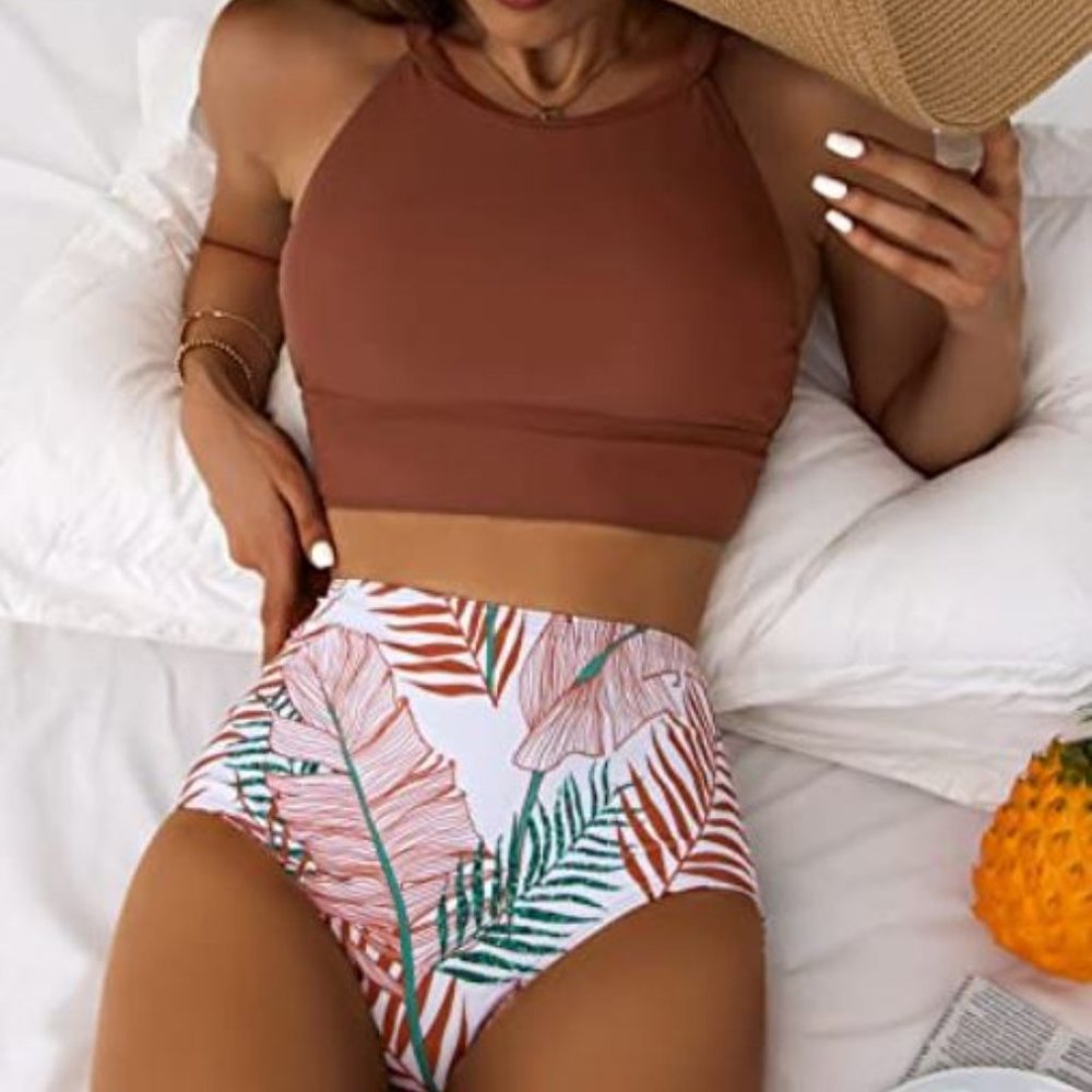 Women's High Waisted Two Piece Bikini Sets, Size L